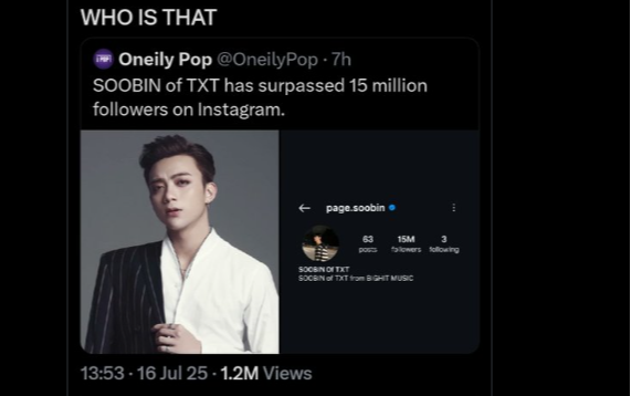 Netizen sốc khi Soobin đạt 15 triệu followers trên Instagram, vượt cả Jang Won Young lẫn Sơn Tùng- Ảnh 1.