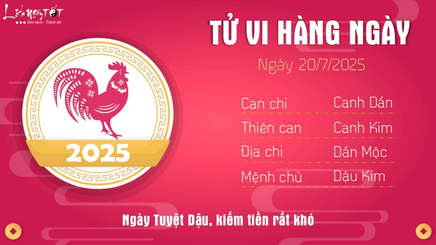 Tu vi hang ngay 20/7/2025 cua Dau