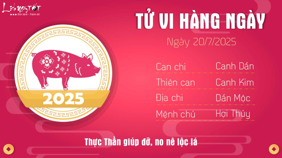 Tu vi hang ngay 20/7/2025 cua Hoi
