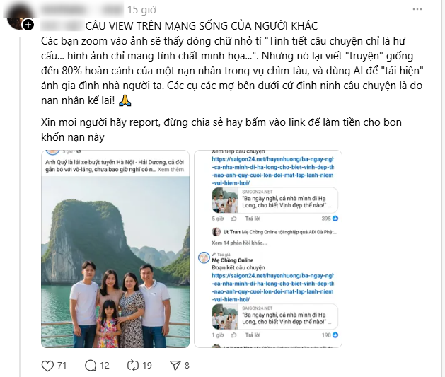 Phẫn nộ chiêu trò dùng AI bịa chuyện thương tâm, tạo ảnh giả mạo để câu tương tác từ vụ lật tàu ở Hạ Long- Ảnh 4.