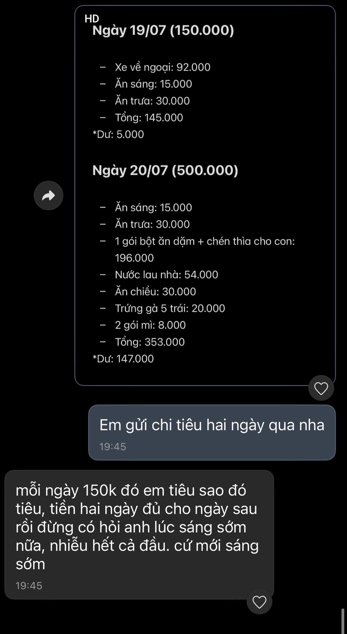 "Mỗi ngày 150k tiêu sao thì tiêu": Sự thật xót xa sau dòng tin nhắn sao kê chi tiêu - Ảnh 1.