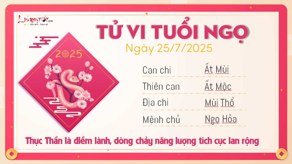 Tu vi hang ngay 25/7/2025 cua 12 con giap - Ngo