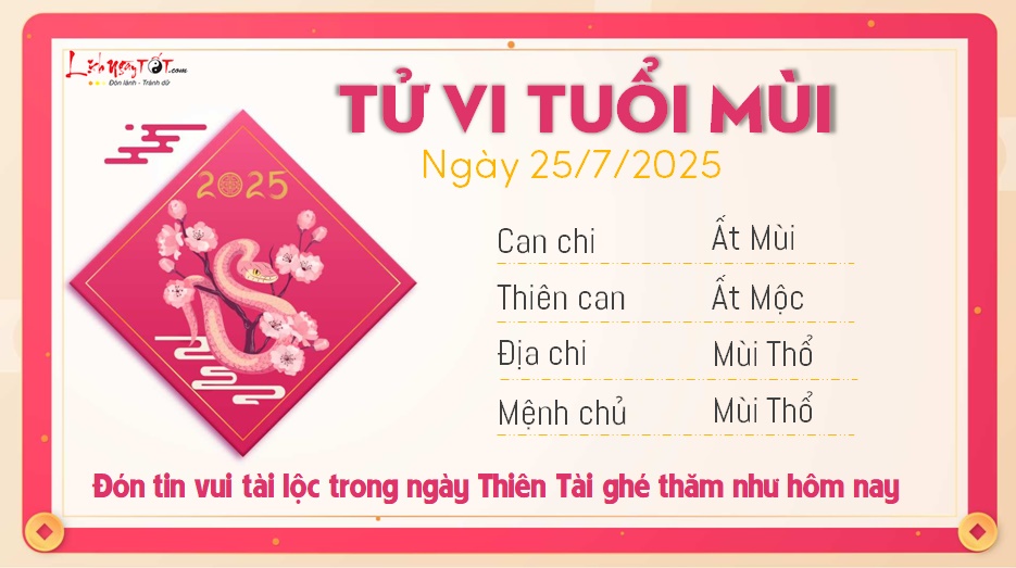 Tu vi hang ngay 25/7/2025 cua 12 con giap - Mui