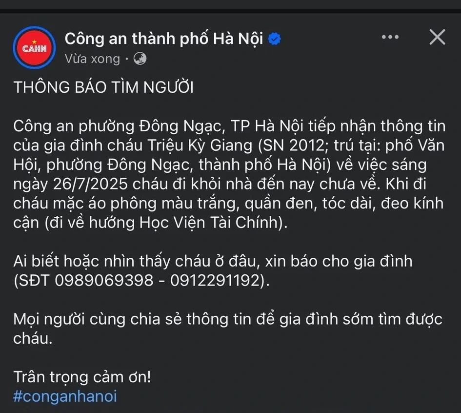 them mot be gai 13 tuoi o ha noi bo nha di chua ro tung tich hinh anh 1