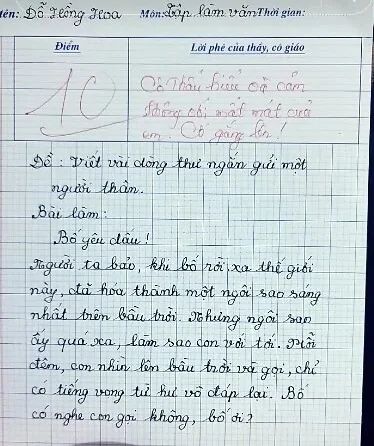 Bài văn viết về bố của bé gái lớp 5 nhận điểm 10 tròn trĩnh, cô giáo rưng rưng ngay khi đọc dòng đầu tiên - 1