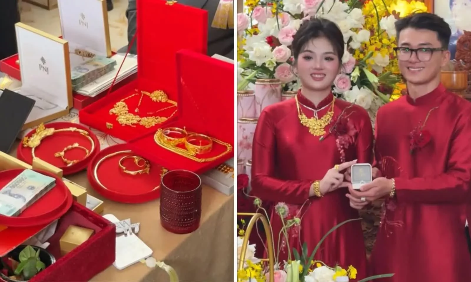 2 cô dâu 10x khiến MXH bùng nổ: Hồi môn toàn tiền với vàng, cưới xong 