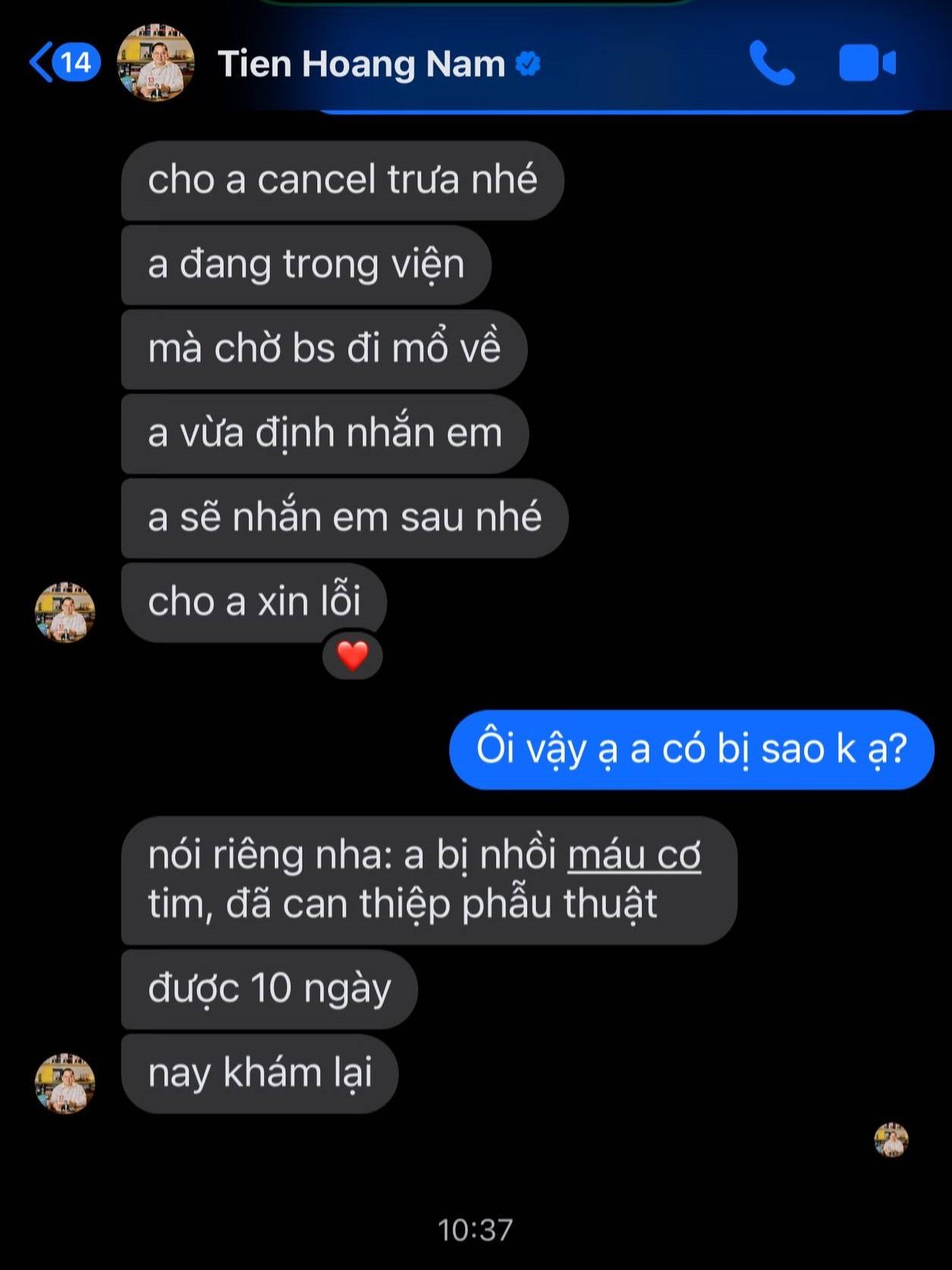 Tin nhắn từ bệnh viện của ông Hoàng Nam Tiến trong buổi sáng trước khi qua đời- Ảnh 2.