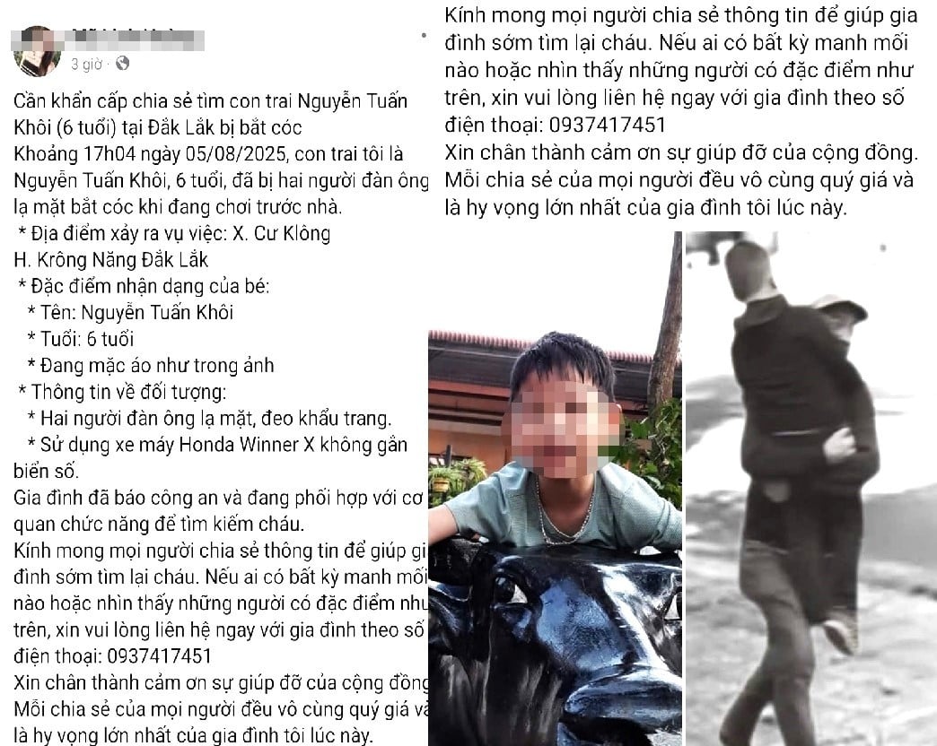 Thực hư vụ bé trai Đắk Lắk bị bắt cóc: Cơ quan chức năng lên tiếng - Ảnh 1.