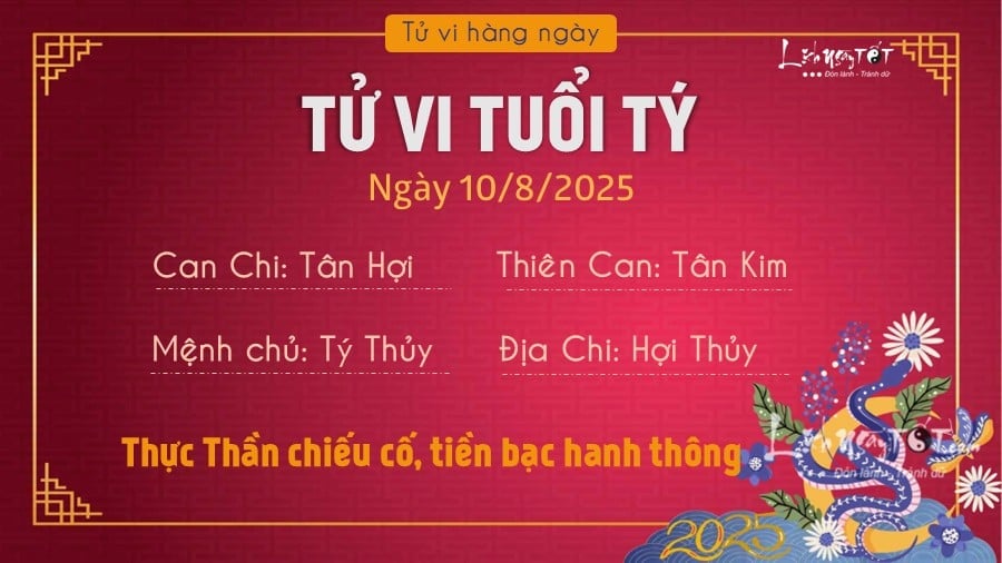 Tu vi hang ngay 10/8/2025 cua Ty