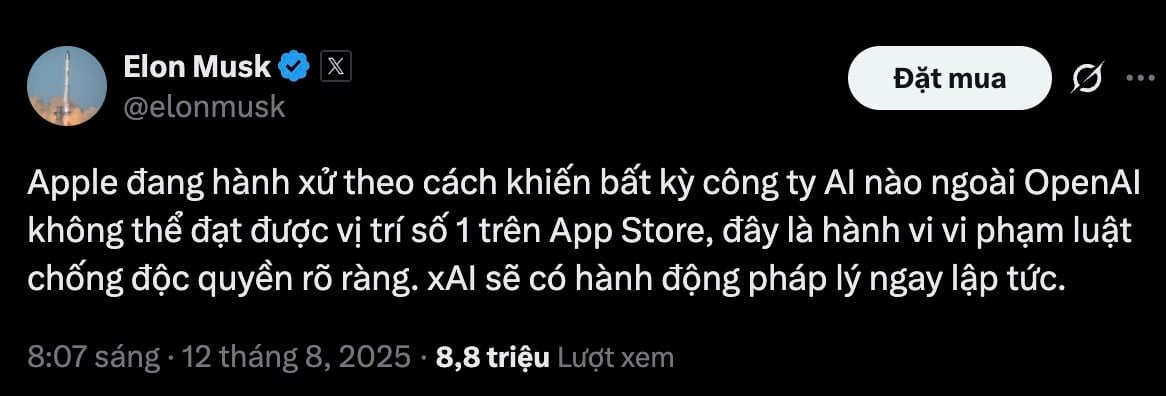 Elon Musk dọa kiện Apple vì 
