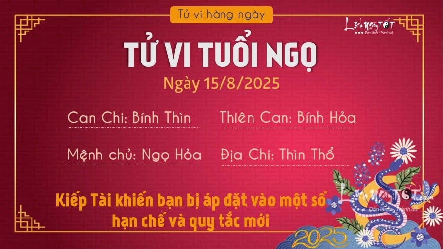 Tu vi hang ngay 15/8/2025 cua 12 con giap - Ngo