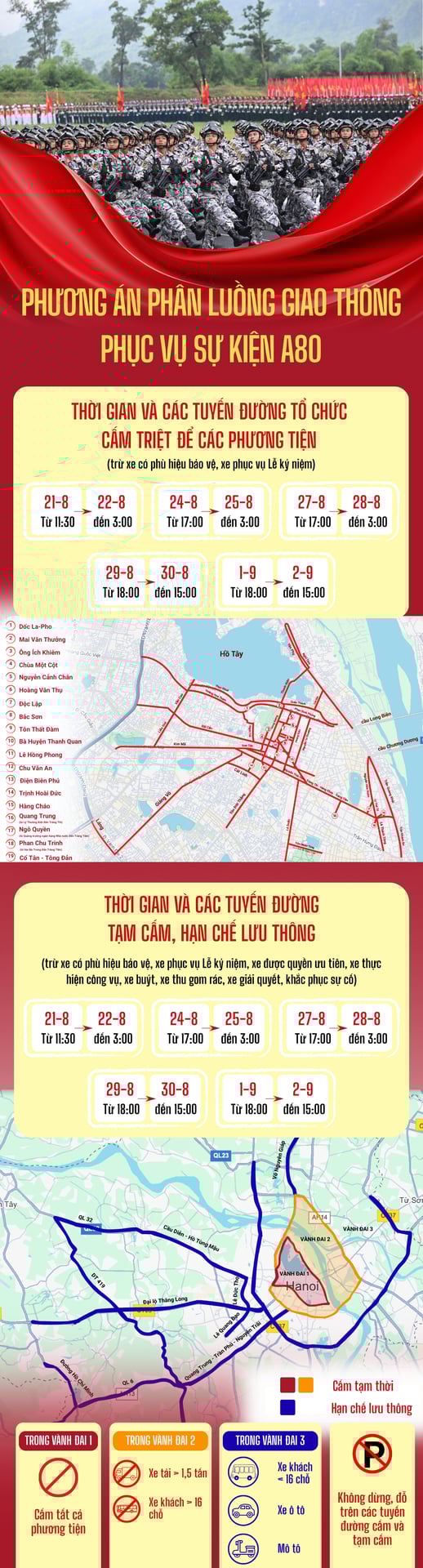 Cấm đường phục vụ sự kiện A80 ngày 21-8 - Ảnh 1.