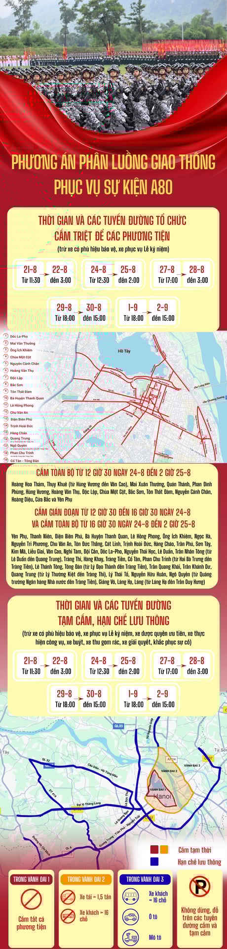 Lịch cấm đường 24/8: Từ 12 giờ 30 trưa nay - Ảnh 1.
