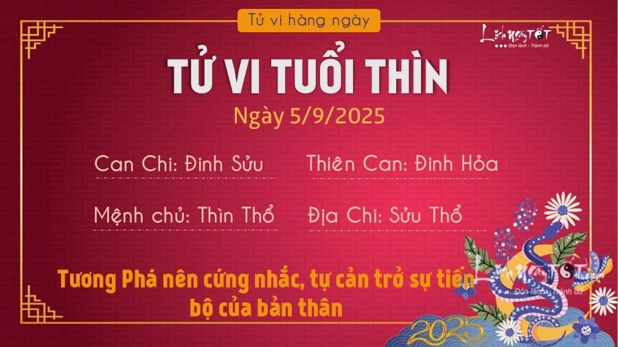Tu vi hang ngay 5/9/2025 cua 12 con giap - Thin