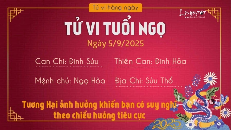 Tu vi hang ngay 5/9/2025 cua 12 con giap - Ngo
