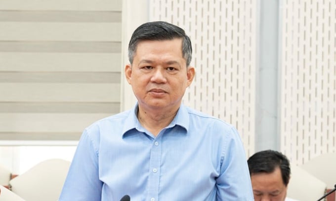 Ông Giang Thanh Khoa phát biểu tại hội nghị công bố quyết định nghỉ công tác. Ảnh: Báo An Giang