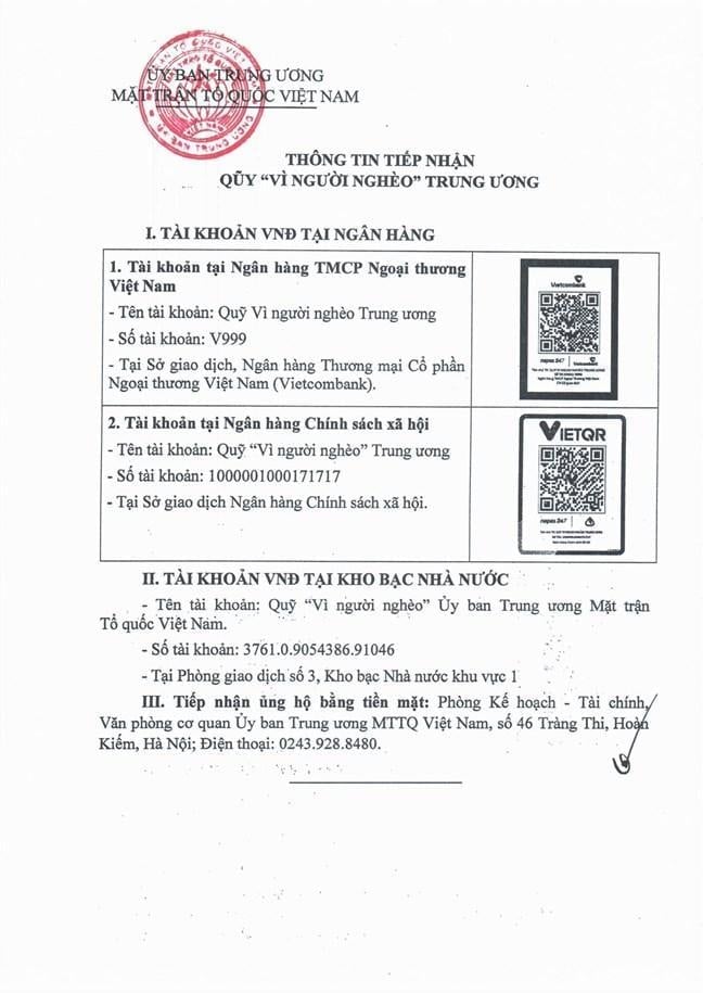 Chuyển khoản ủng hộ đồng bào ảnh hưởng bão Bualoi vào số tài khoản nào?- Ảnh 1.