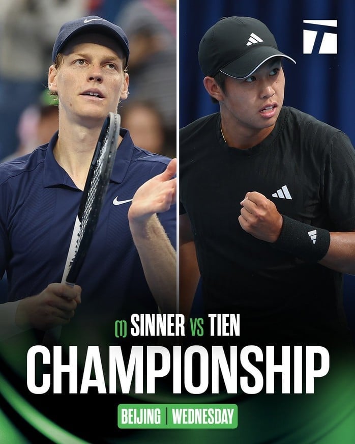 Tay vợt gốc Việt Learner Tien lại hạ Medvedev, vào chung kết China Open 2025 - Ảnh 1.