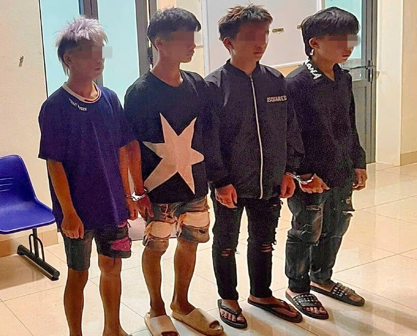 4 đối tượng tại cơ quan công an. Ảnh: Công an tỉnh Lào Cai.