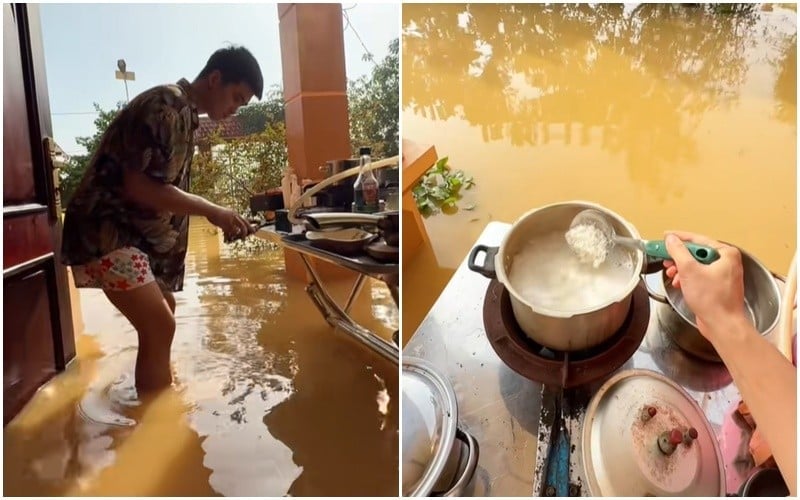 Chồng Bắc Ninh lội nước lũ lịch sử nấu