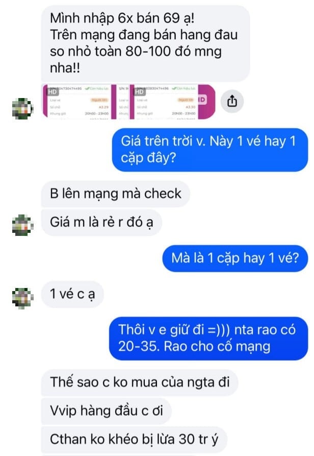 Vé VVIP bị đôn lên 100 triệu,