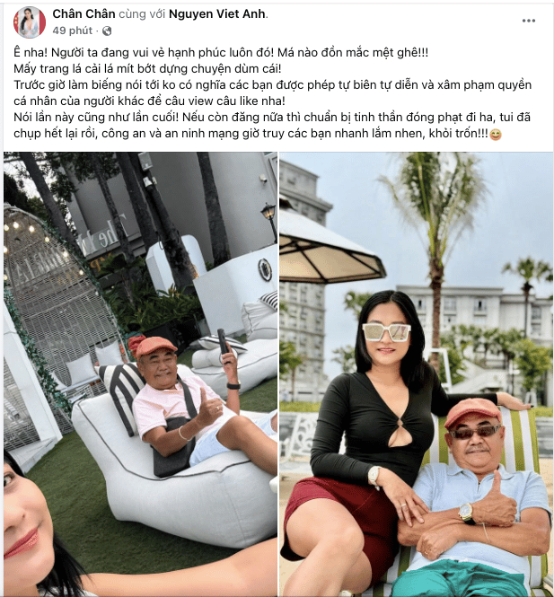 Bạn gái kém 36 tuổi của NSND Việt Anh bức xúc: