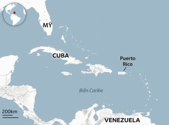 Vị trí Venezuela, vùng biển Caribe và Mỹ. Đồ họa: BBC