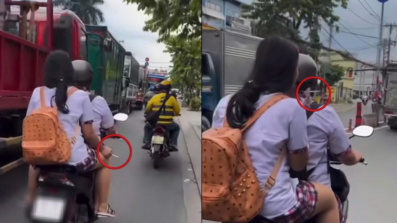 Vụ 2 nữ sinh vừa chạy xe máy vừa hút thuốc: Đã làm việc với phụ huynh - Ảnh 2.