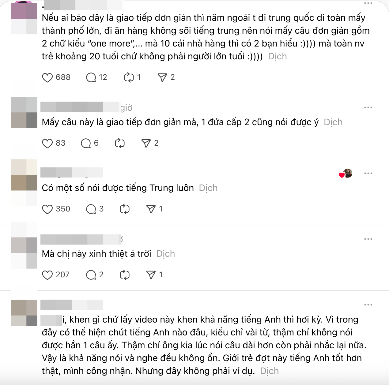 Màn nói tiếng Anh của 1 nàng thơ với khách Trung Quốc bỗng bị
