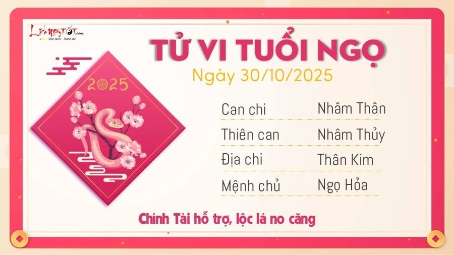 Tu vi hang ngay 30/10/2025 - Ngo