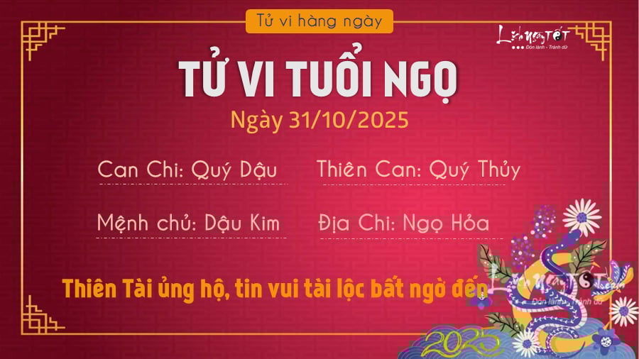 Tu vi hang ngay 31102025 - Ngo