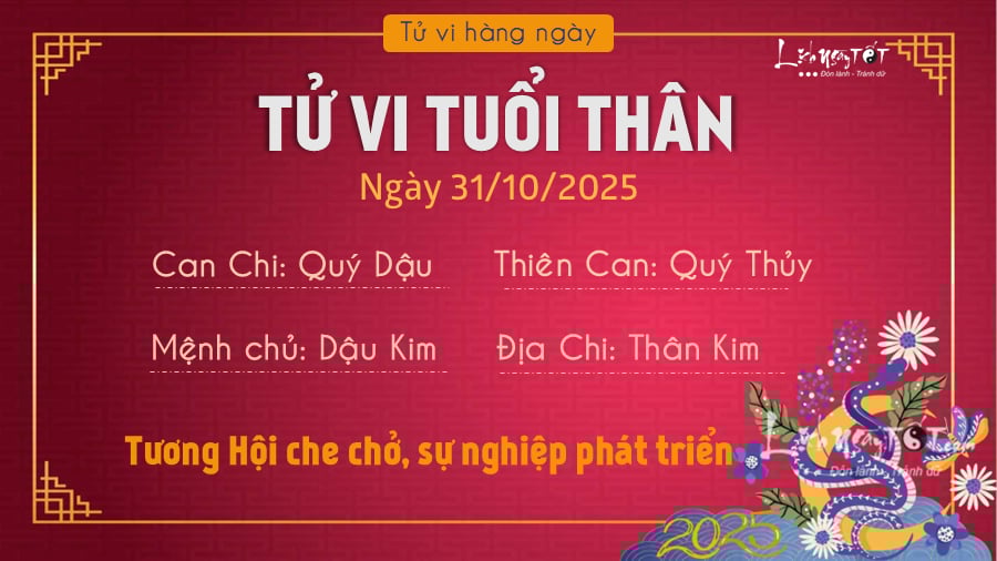 Tu vi hang ngay 31102025 - Than