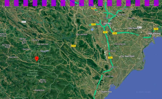 Vị trí động đất.