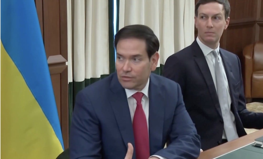 Ngoại trưởng Mỹ Rubio và con rể của Tổng thống Trump tại cuộc đàm phán với Ukraine. Ảnh: NY Times