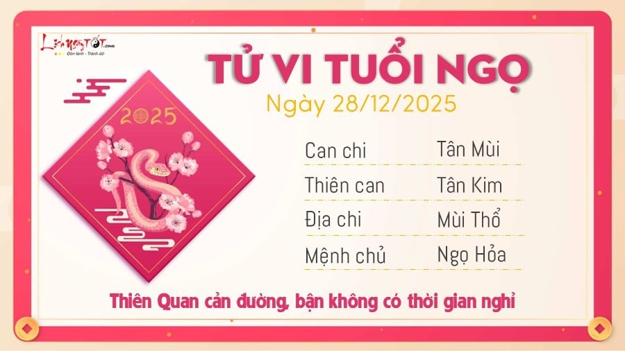 Tu vi hang ngay 28/12/2025 - Ngo