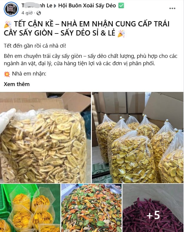 Không thiếu những hội nhóm buôn bán đồ ăn vặt, trái cây nhập khẩu giá rẻ. Ảnh chụp Facebook