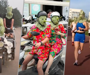 Dân mạng cười bò với trào lưu đội lá sen che mặt giữa nắng đỉnh điểm