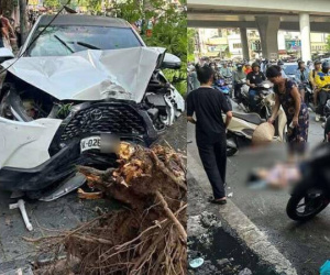 Ô tô tông loạt xe máy ở Hà Nội, nhiều nạn nhân nằm dưới đường